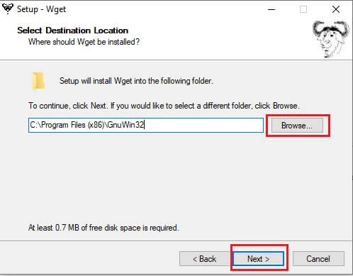 choose-a-destination-folder-to-save-the-setup-and كيفية تنزيل WGET لنظام التشغيل Windows 10 وتثبيته واستخدامه