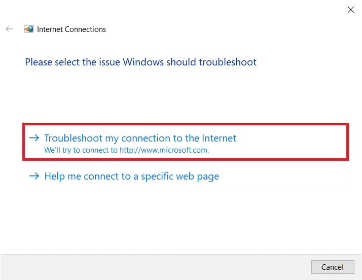 choose-the-troubleshoot-my-connection-to-the-inter إصلاح عدم عمل Twitch على Chrome