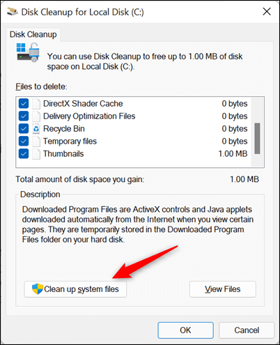 cleanup_click_systen كيفية تحرير مساحة في Windows 11