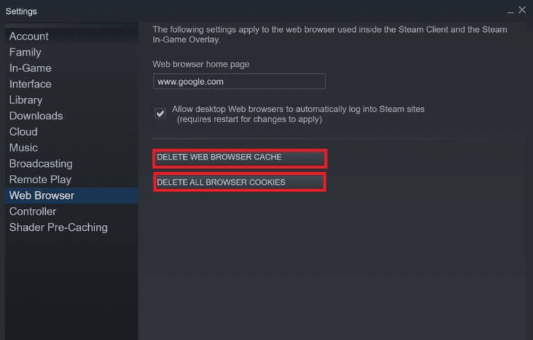 click-both-delete-web-browser-cache-and-delete-web-768x490-1 إصلاح Steam بطيء في Windows 10