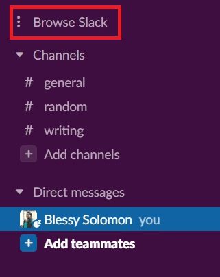 click-browse-slack-in-the-left-pane- كيفية إرسال صور GIF في Slack