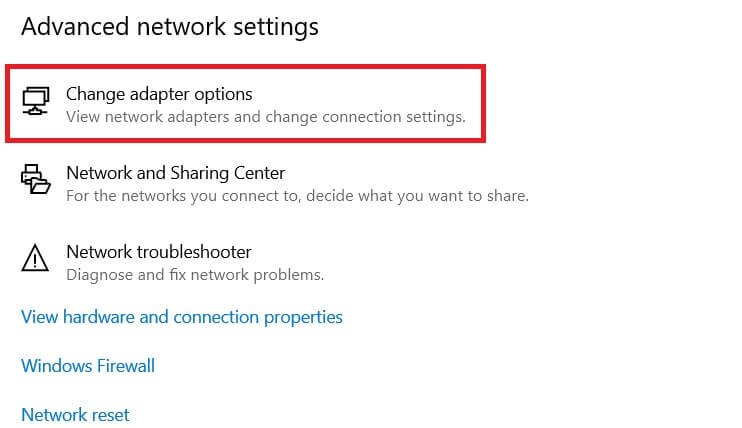 click-change-adapter-options-1 إصلاح ERR_EMPTY_RESPONSE على Windows 10