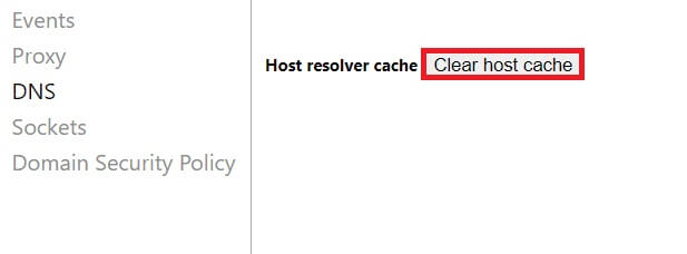 click-clear-host-cache إصلاح ERR_EMPTY_RESPONSE في Google Chrome