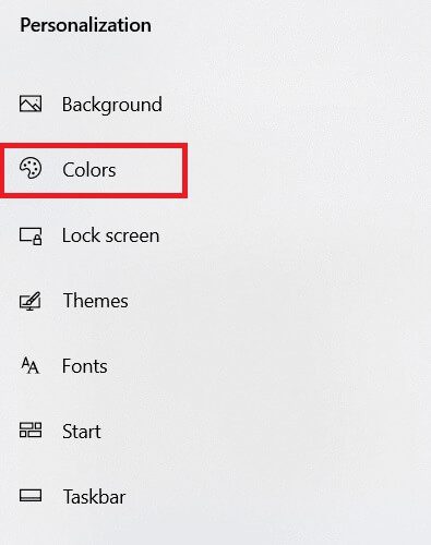 click-colors-on-the-left-pane- كيفية إنشاء سطح مكتب مبسط على Windows 10