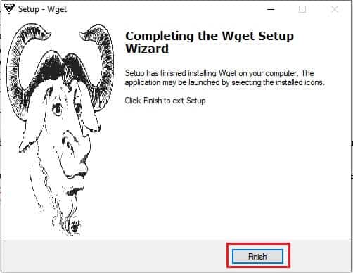 click-finish-and-complete-the-setup-installation كيفية تنزيل WGET لنظام التشغيل Windows 10 وتثبيته واستخدامه