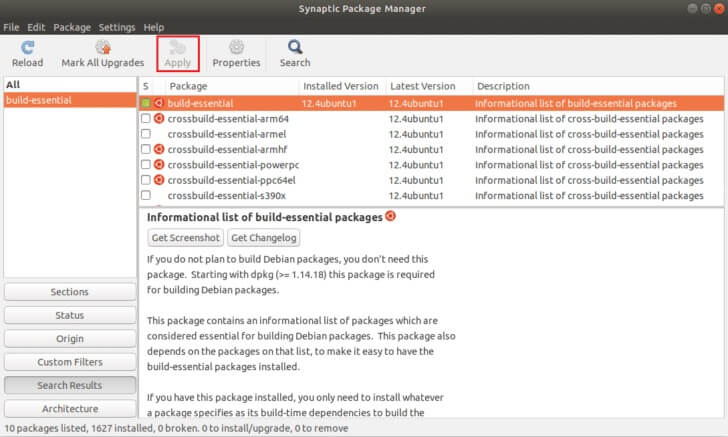 click-on-Apply-button-in-Snaptic-Package-Manager-Ubuntu-Linux-728x437-1 كيفية تثبيت GCC على Ubuntu