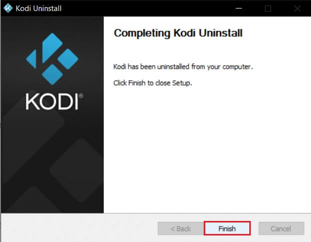 click-on-Finish-in-Kodi-uninstall-wizard إصلاح فشل تحديث Kodi