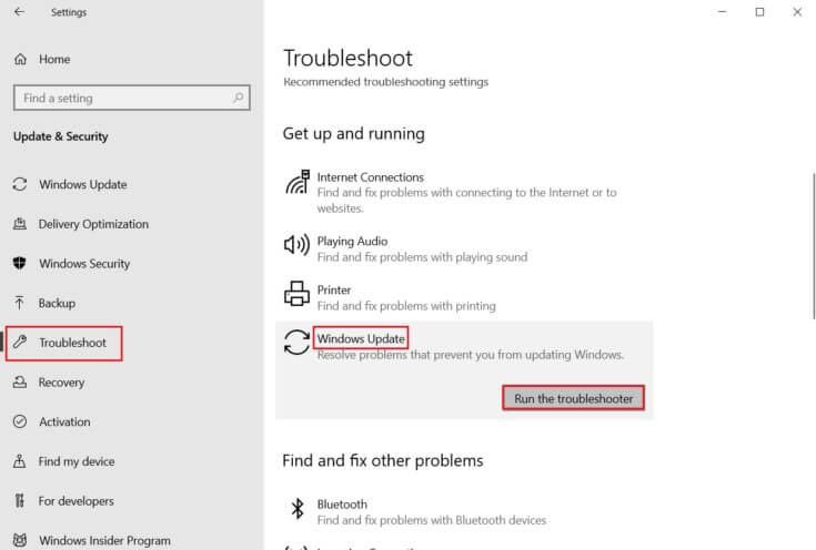 click-on-Troubleshoot-from-the-Update-and-Security-settings-and-select-Windows-Update-troubleshooter-and-click-on-Run-the-troubleshooter-735x496-1 إصلاح خطأ التثبيت 0x8007012a في تحديث Windows
