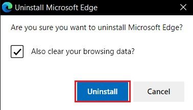 click-on-Uninstall-button-in-the-Microsoft-Edge-confirmation-prompt إصلاح STATUS ACCESS VIOLATION في Chrome