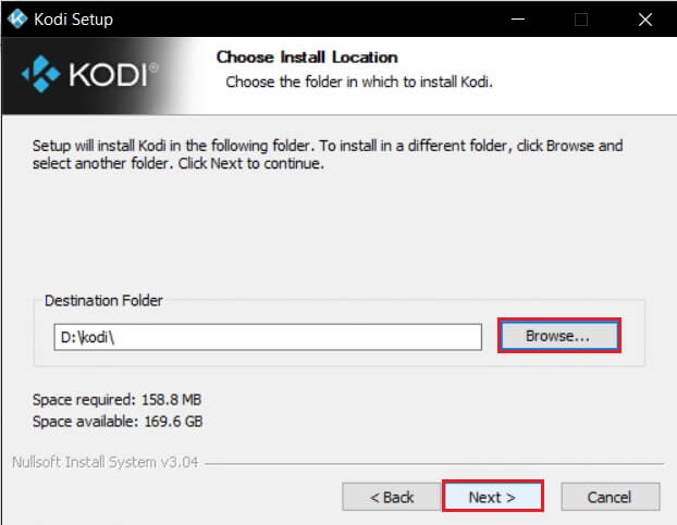 click-on-browse-to-select-the-destination-folder-and-click-next إصلاح فشل تحديث Kodi