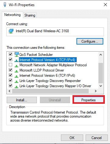 click-on-internet-protocol-version-4tcp-ipv4-and إصلاح خطأ التثبيت 0x8007012a في تحديث Windows