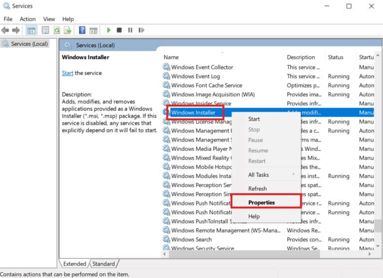 click-on-properties-after-right-clicking-on-window-768x558-1 إصلاح الميزة التي تحاول استخدامها موجودة على مورد شبكة غير متوفر