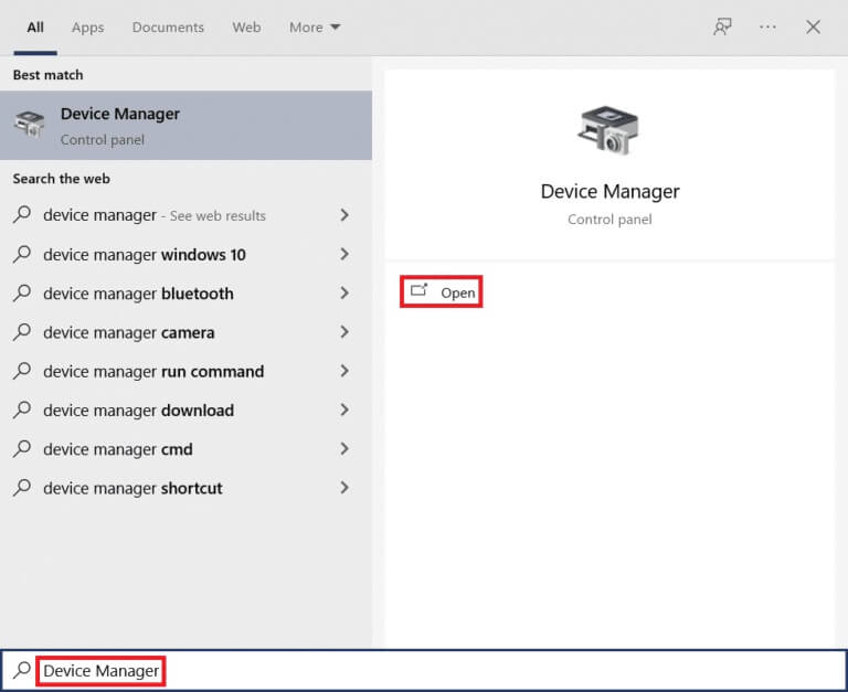 click-on-start-and-type-device-manager-click-on-768x627-2 إصلاح خطأ لا توجد كاميرا متصلة 0xa00f4244