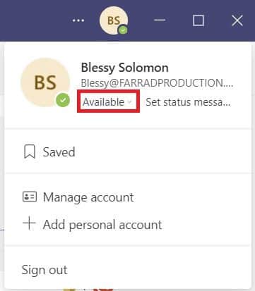 click-on-the-current-status- كيفية الحفاظ على الحالة متوفر في Microsoft Teams