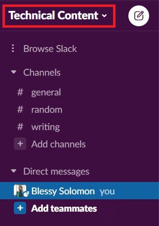 click-on-the-down-arrow-next-to-the-workspace-name كيفية إرسال صور GIF في Slack