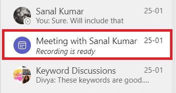 click-on-the-recorded-meeting-in-the-recent-chat-3 أين يتم تخزين تسجيلات Microsoft Teams؟