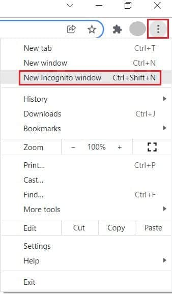 click-on-the-three-dots-icon-and-select-new-incognito-window-in-the-Google-Chrome-1 إصلاح ERR_EMPTY_RESPONSE في Google Chrome