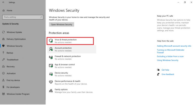 click-on-the-virus-and-threat-protection-option-768x412-3 إصلاح خطأ التثبيت 0x8007012a في تحديث Windows