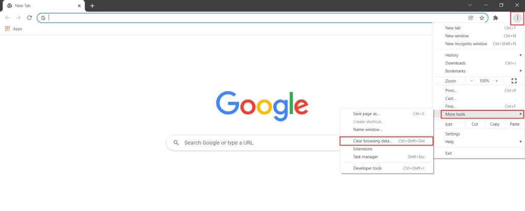 click-on-three-dots-icon-hover-to-more-tools-and-select-clear-browsing-data-in-Google-Chrome-1024x413-1 إصلاح رمز خطأ Square Enix i2501