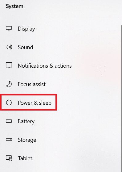 click-power-and-sleep-in-the-left-pane- كيفية العثور على زر السكون على Windows 10