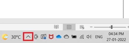 click-show-hidden-icons-in-the-system-tray- إصلاح عدم اكتشاف Discord للميكروفون