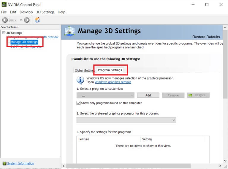 click-the-manage-3d-settings-tab-in-the-nvidia-con-768x572-1 إصلاح Steam بطيء في Windows 10