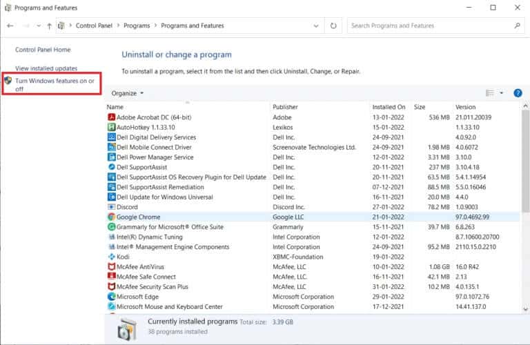click-turn-windows-features-on-or-off-768x500-1 إصلاح خطأ تطبيق معرف الحدث 1000 في نظام التشغيل Windows 10
