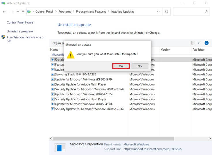 click-yes-to-confirm-its-removal-735x538-1 إصلاح خطأ لا توجد كاميرا متصلة 0xa00f4244