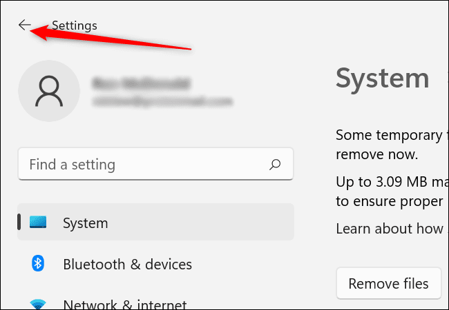 click_back_arrow كيفية تحرير مساحة في Windows 11