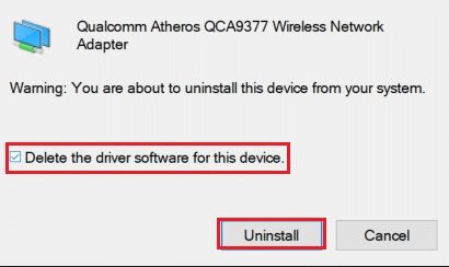 confirm-the-uninstall-network-driver-prompt إصلاح خطأ تطبيق معرف الحدث 1000 في نظام التشغيل Windows 10