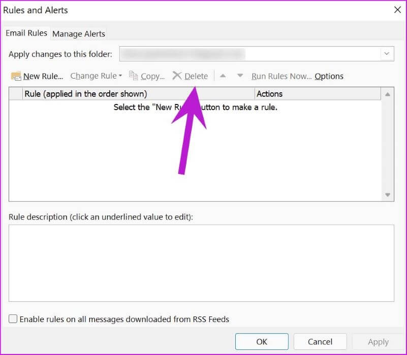 delete-outlook-rules-fix-outlook-not-receiving-emails-from-gmail إصلاح عدم تلقي Outlook لرسائل البريد الإلكتروني من Gmail على Windows