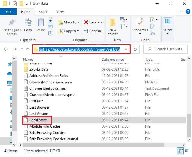 delete-the-local-state-file-by-going-to-the-Google-chrome-user-data-local-app-data-folder 14 طريقة لإصلاح خطأ ملف تعريف Chrome