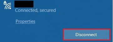 disconnect-your-network-connection-wait-for-a-min إصلاح انقطاع اتصالك في Windows 10