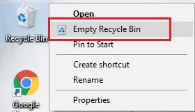 empty-recycle-bin-1 إصلاح ERR_EMPTY_RESPONSE في Google Chrome