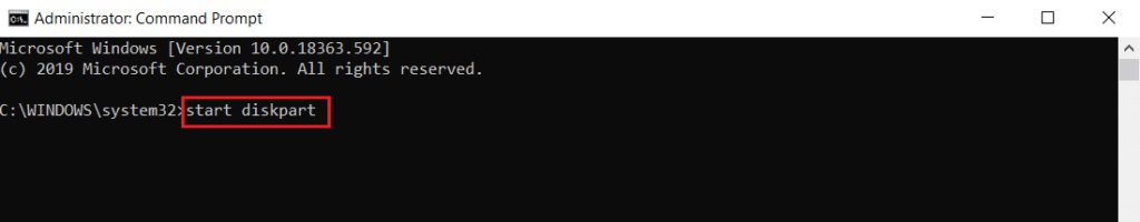 enter-start-diskpart-command-in-Command-Prompt-or-cmd-1024x200-1 إصلاح لا يمكن إنشاء قسم مساحة جديد غير مخصص على Windows 10