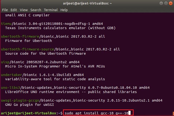 execute-command-to-install-gcc-version-10-in-ubuntu-linux-terminal كيفية تثبيت GCC على Ubuntu