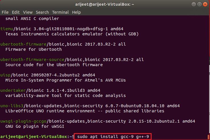 execute-command-to-install-gcc-version-9-in-ubuntu-linux-terminal كيفية تثبيت GCC على Ubuntu