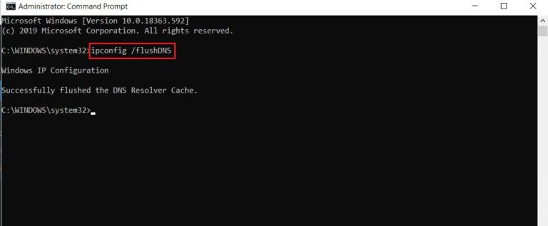execute-the-command-ipconfig-flushdns-in-command-prompts-administrator-768x317-1 إصلاح عدم عمل Twitch على Chrome