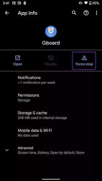 force-stop-gboard-Fix-typing-lag-on-android-keyboard_7c4a12eb7455b3a1ce1ef1cadcf29289-340x605 أفضل 9 طرق لإصلاح تأخر كتابة لوحة المفاتيح على Android