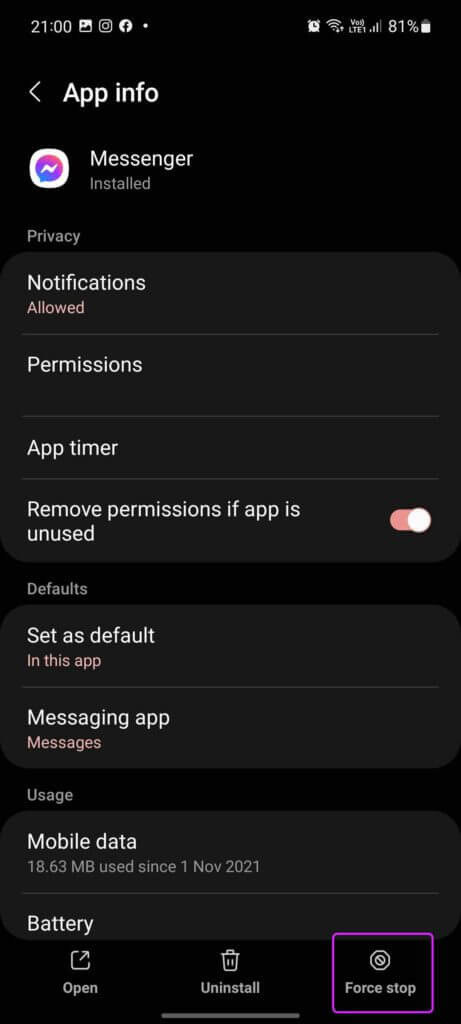 force-stop-messenger-fix-messenger-not-sending-pictures-461x1024-1 أفضل 9 طرق لإصلاح عدم إرسال Facebook Messenger للصور