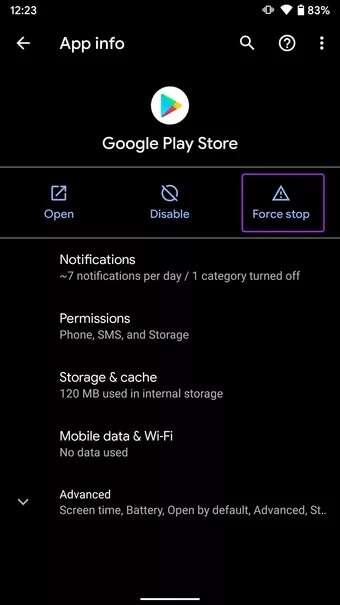 force-stop-play-store-apps-not-updating-on-android_7c4a12eb7455b3a1ce1ef1cadcf29289-340x605 أفضل 10 طرق لإصلاح التطبيقات التي لا يتم تحديثها على Android