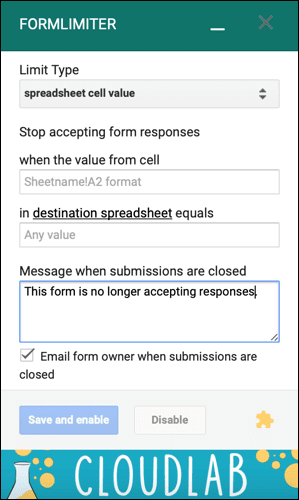 formLimiterCellValue-GoogleFormsClose كيفية إغلاق Google Form