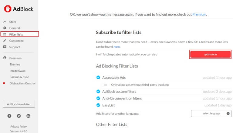 go-to-Filter-lists-menu-and-click-on-Update-now-in-the-Adblock-settings-768x441-1 إصلاح عدم عمل AdBlock على Twitch