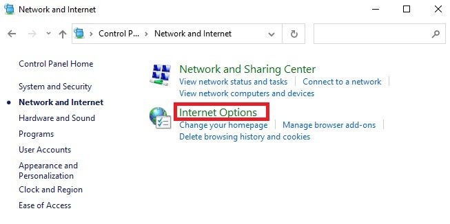 here-click-on-internet-options إصلاح فشل تحديث Warframe