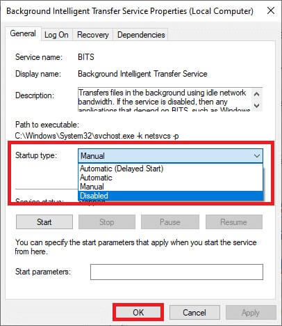 here-in-the-general-tab-set-the-startup-type-to-3 إصلاح الإستخدام العالي للقرص Ntoskrnl.exe
