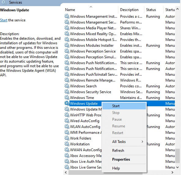 here-select-the-start-option-1 إصلاح خطأ التثبيت 0x8007012a في تحديث Windows