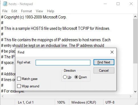 here-type-domain-name-for-example-wikipedia-in إصلاح ERR_EMPTY_RESPONSE على Windows 10