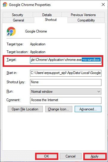here-type-no-sandbox-at-the-end-of-the-text- 14 طريقة لإصلاح خطأ ملف تعريف Chrome