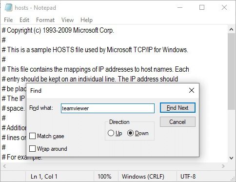 here-type-teamviewer-in-the-find-what-tab-and-cli إصلاح عدم اتصال برنامج TeamViewer في Windows 10