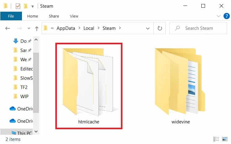htmlcache-folder-in-steam-app-data إصلاح Steam بطيء في Windows 10